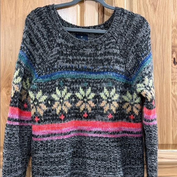 American Eagle Outfitters Fair Isle Nordic Cozy Winter Knit Jegging Sweater - Picture 4 of 11